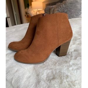 Suede Cognac Booties size 8